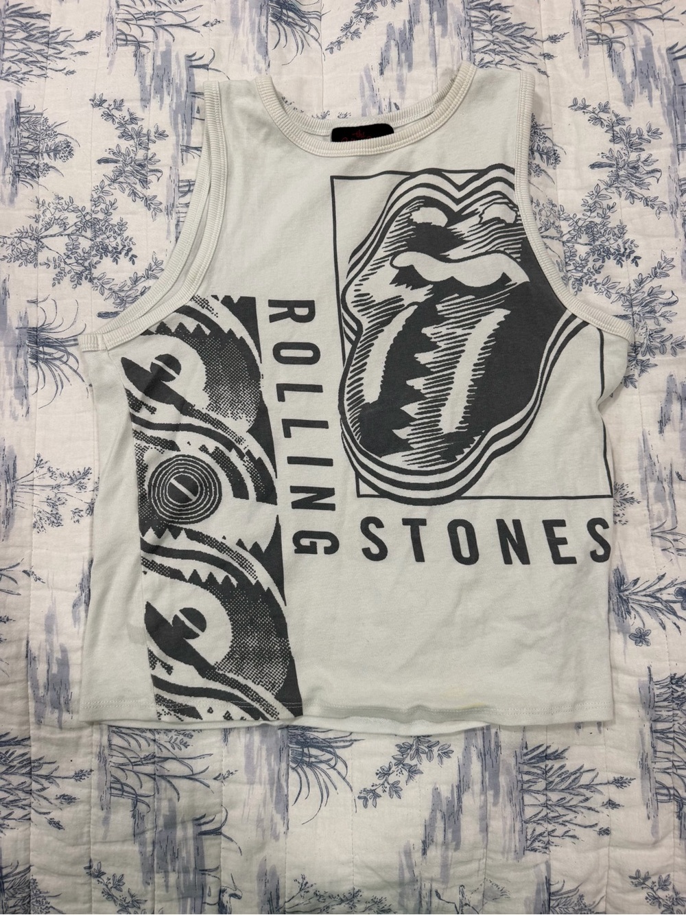 The Rolling Stones White Graphic Tank with Black Logo